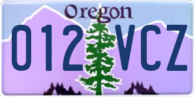 OR license plate 012VCZ