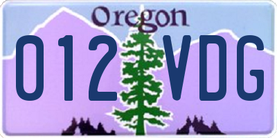OR license plate 012VDG