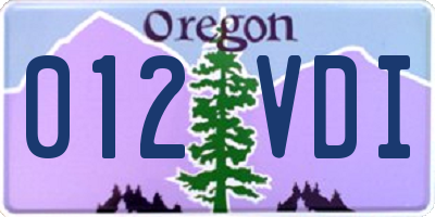OR license plate 012VDI