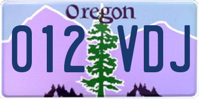 OR license plate 012VDJ