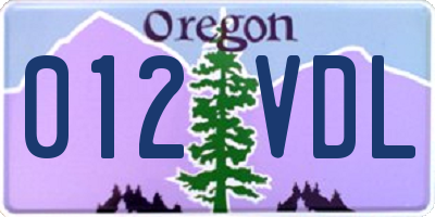 OR license plate 012VDL