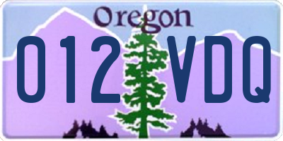 OR license plate 012VDQ
