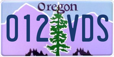 OR license plate 012VDS