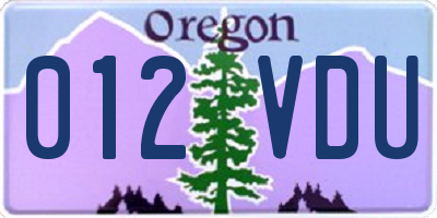 OR license plate 012VDU