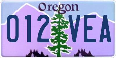 OR license plate 012VEA