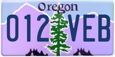 OR license plate 012VEB