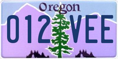 OR license plate 012VEE