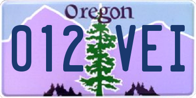 OR license plate 012VEI