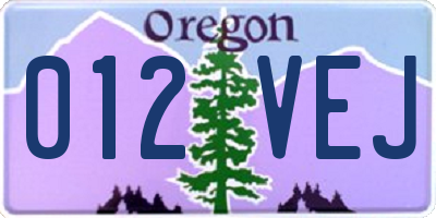 OR license plate 012VEJ