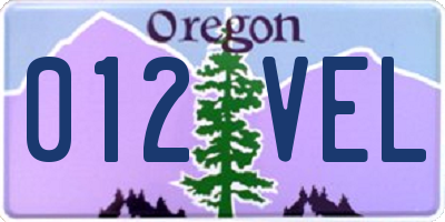 OR license plate 012VEL