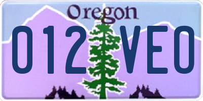 OR license plate 012VEO