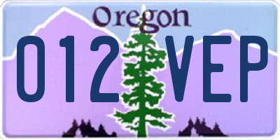 OR license plate 012VEP