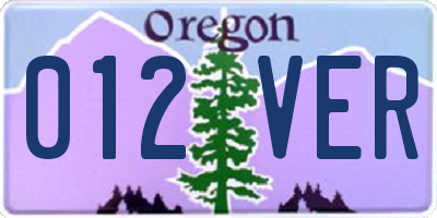 OR license plate 012VER