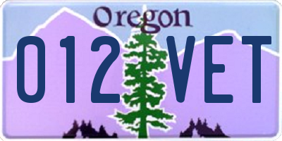 OR license plate 012VET