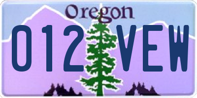 OR license plate 012VEW