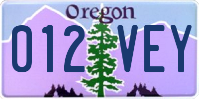 OR license plate 012VEY