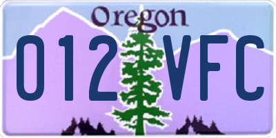 OR license plate 012VFC