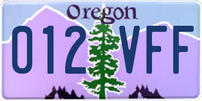 OR license plate 012VFF