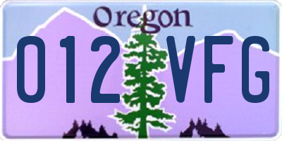 OR license plate 012VFG