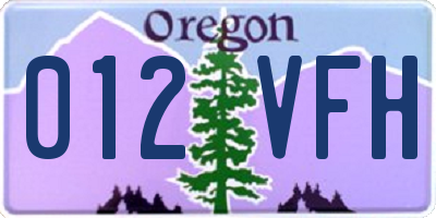 OR license plate 012VFH