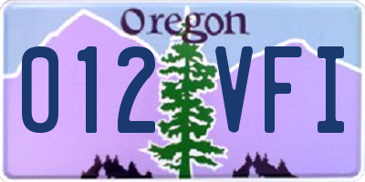 OR license plate 012VFI