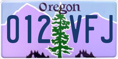 OR license plate 012VFJ