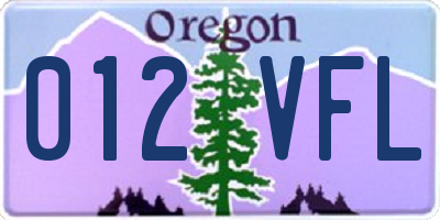 OR license plate 012VFL