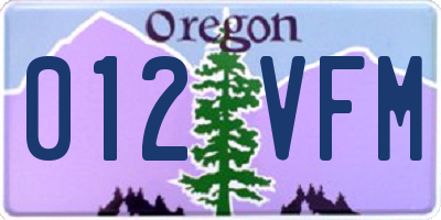 OR license plate 012VFM