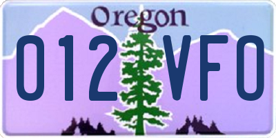 OR license plate 012VFO