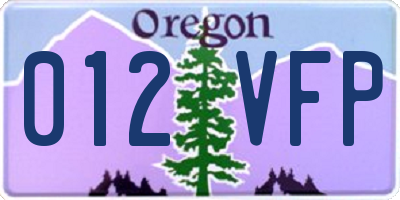OR license plate 012VFP