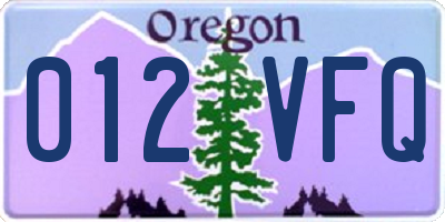 OR license plate 012VFQ
