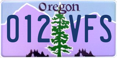 OR license plate 012VFS