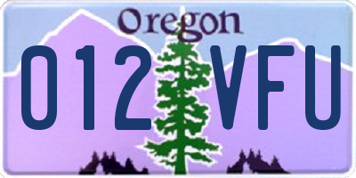 OR license plate 012VFU