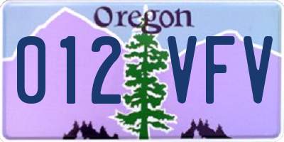 OR license plate 012VFV