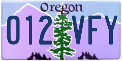 OR license plate 012VFY