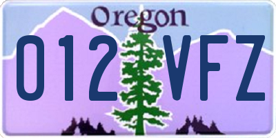 OR license plate 012VFZ