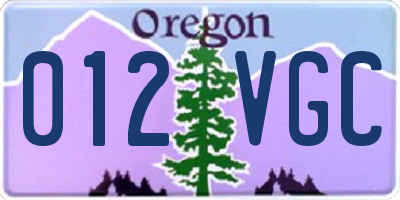 OR license plate 012VGC