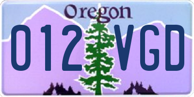 OR license plate 012VGD