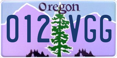 OR license plate 012VGG