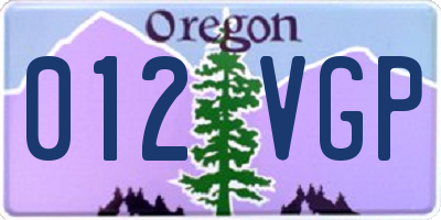 OR license plate 012VGP