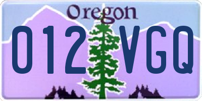 OR license plate 012VGQ