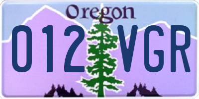 OR license plate 012VGR