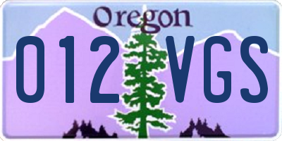 OR license plate 012VGS