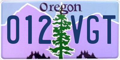 OR license plate 012VGT