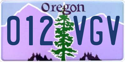 OR license plate 012VGV