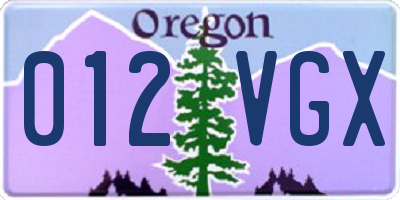 OR license plate 012VGX