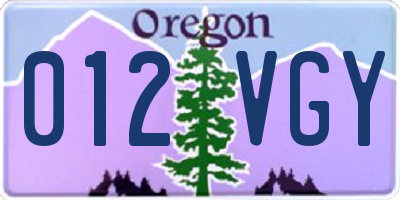 OR license plate 012VGY