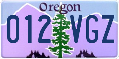 OR license plate 012VGZ