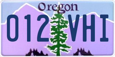 OR license plate 012VHI