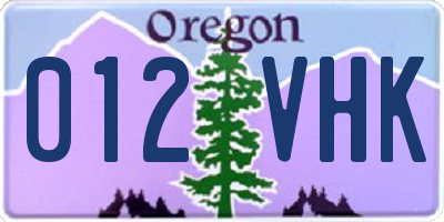 OR license plate 012VHK
